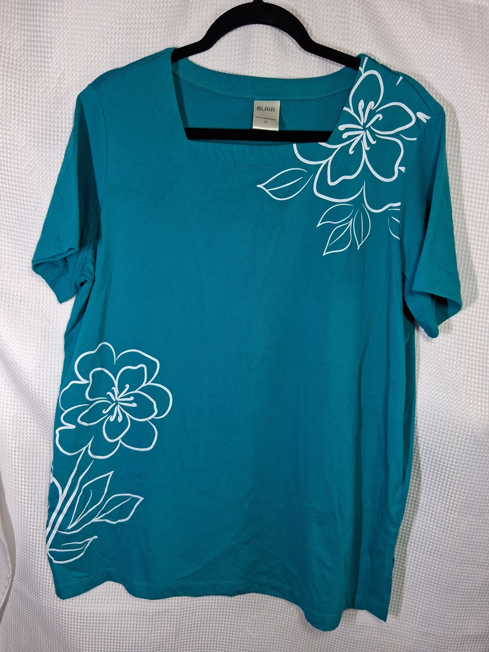 Blair Teal Short Sleeve Floral Top